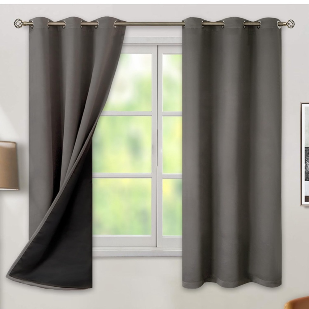 NWT, Grey, Blackout Curtains, Light Blocking, Machine Washable, Home
